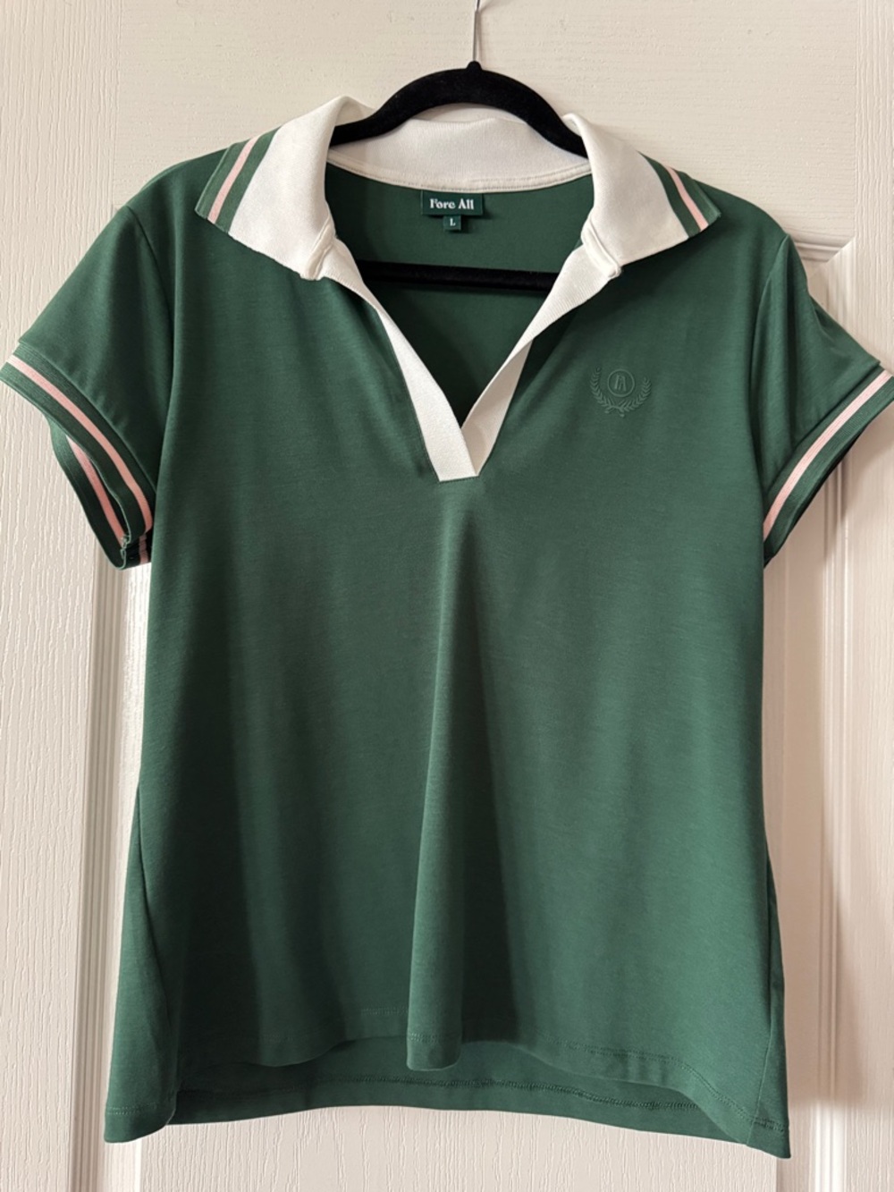 Fore All Women's Green Polo Tee with White Contrast Collar